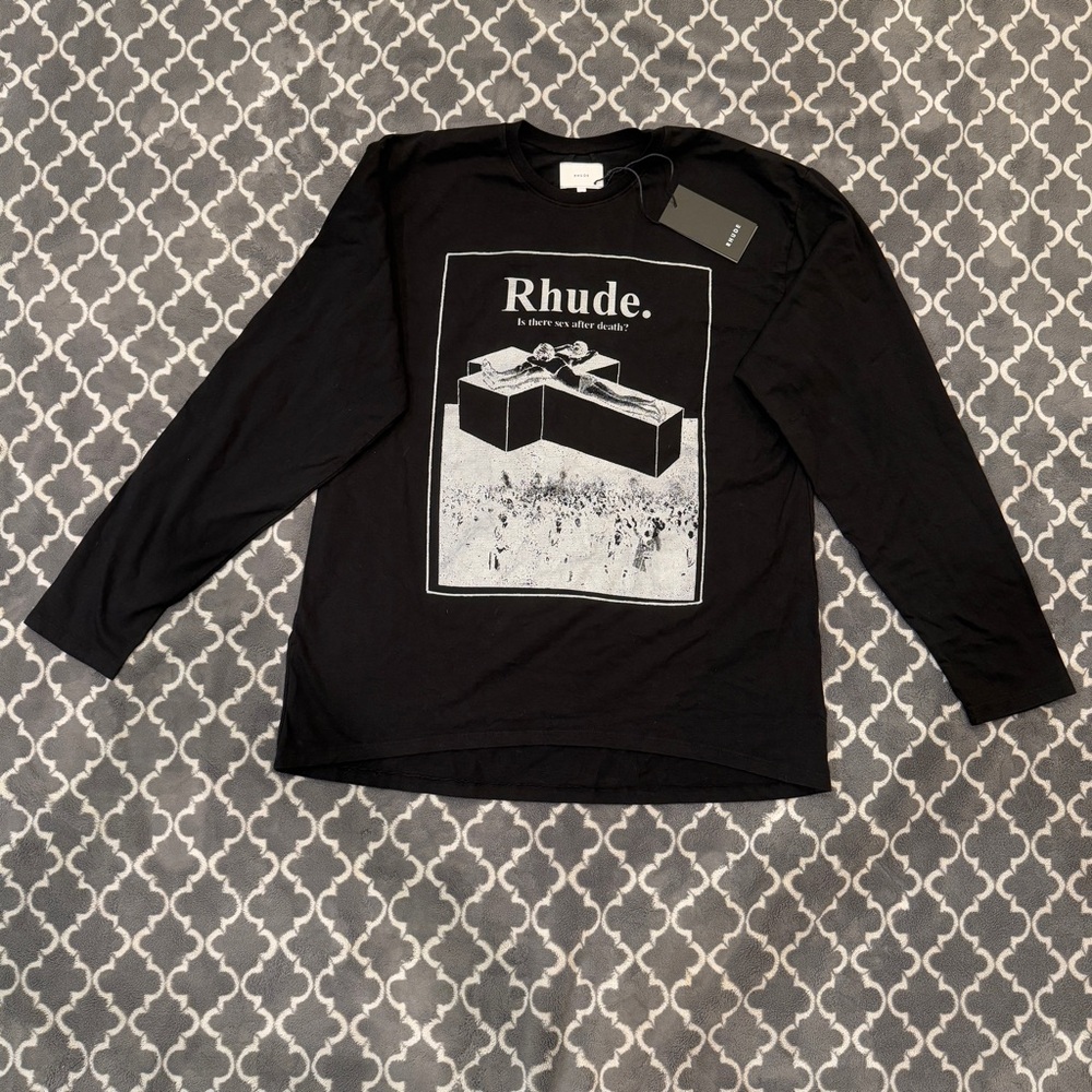 Rhude’s After Death Graphic Black Long Sleeve Tee - Picture 3 of 7